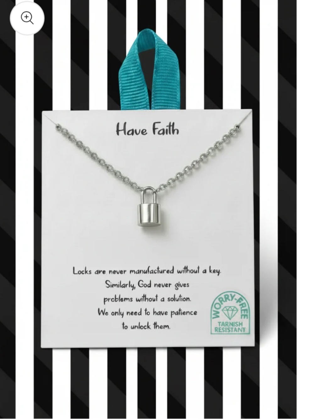 “Have Faith” Stainless Steel Padlock Necklace - Silver